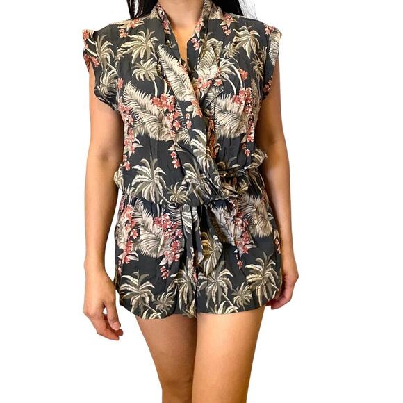 One Teaspoon Palm Floral Tropical Relaxed Boho Vacation Summer Women Romper XS - Picture 8 of 10
